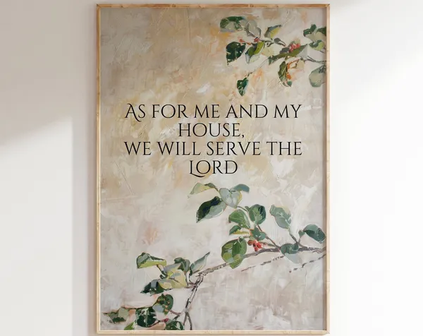 Joshua 24:15 Vintage Christian Scripture Art Print