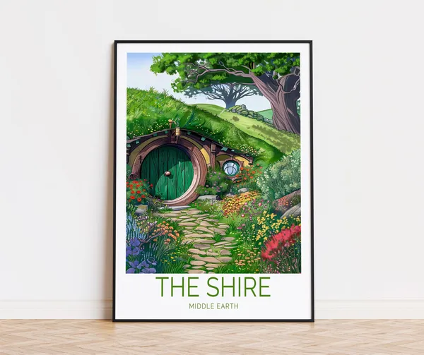 The Shire Travel Poster, Middle Earth Decor