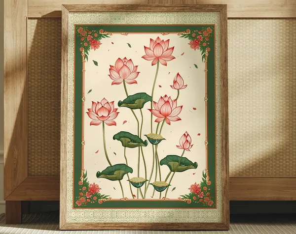 Pink Lotus Vintage Botanical Indian Art Print
