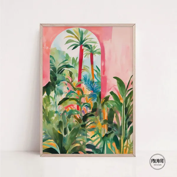 Tropical Botanical Illustration, Bold Landscape Art Print