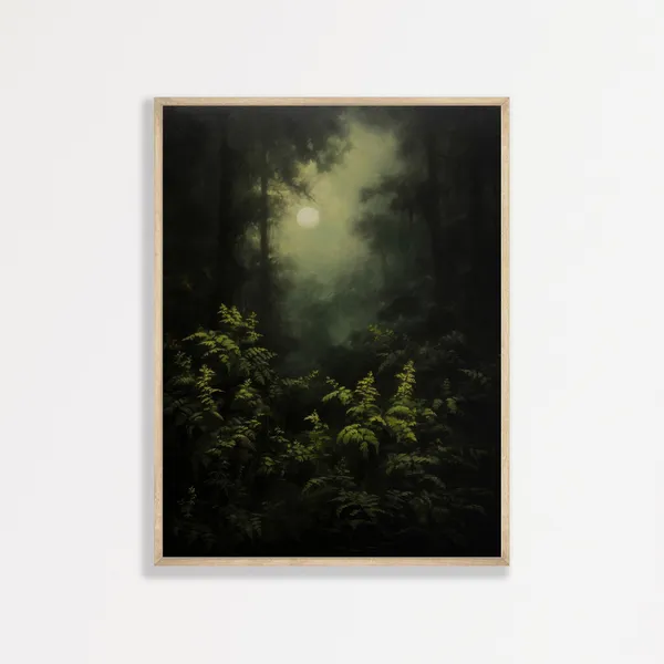 Forest And Moon, Vintage Dark Academia Art Print