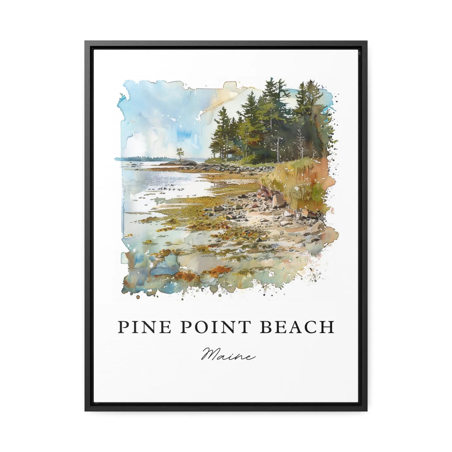 Pine Point Beach Maine Watercolor Travel Poster - Image 2
