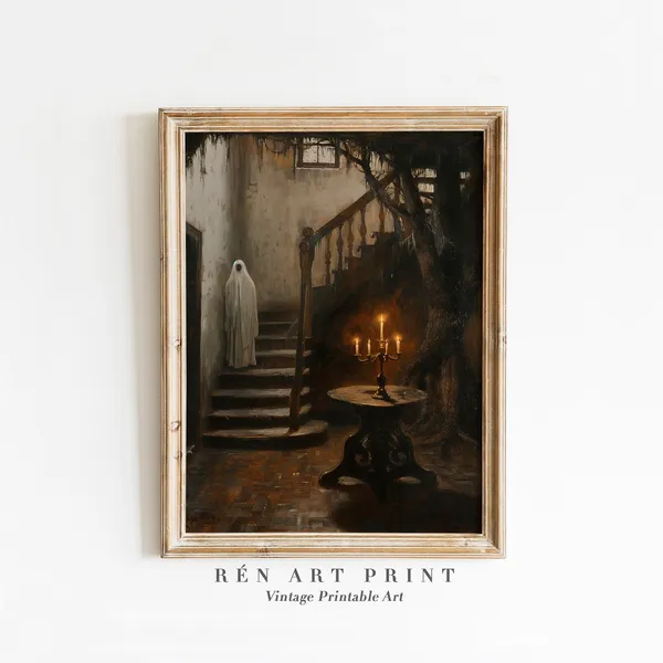 Haunted House Ghost Decor, Dark Academia Art Print