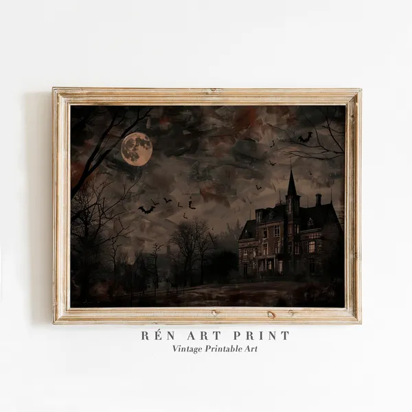 Spooky Haunted Mansion Dark Academia Art Print