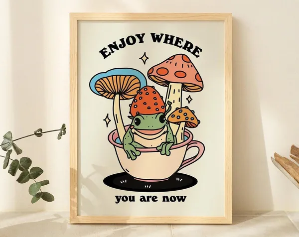Cottagecore Frog Retro Quote Art Print