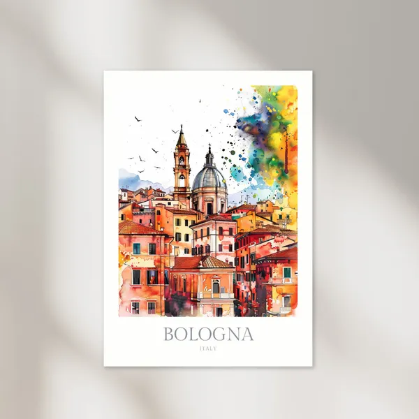 Bologna Italy Watercolor Poster, Travel Wall Art Print
