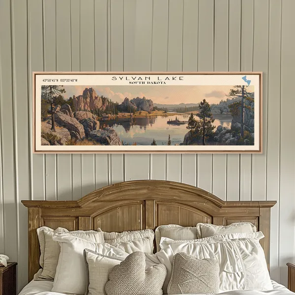 Sylvan Lake South Dakota Travel Poster, Lake Landscape