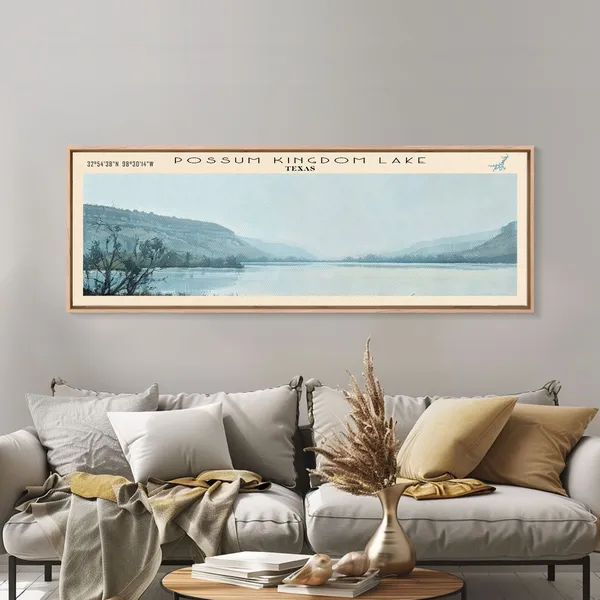 Possum Kingdom Lake Texas Travel Poster, Scenic Landscape
