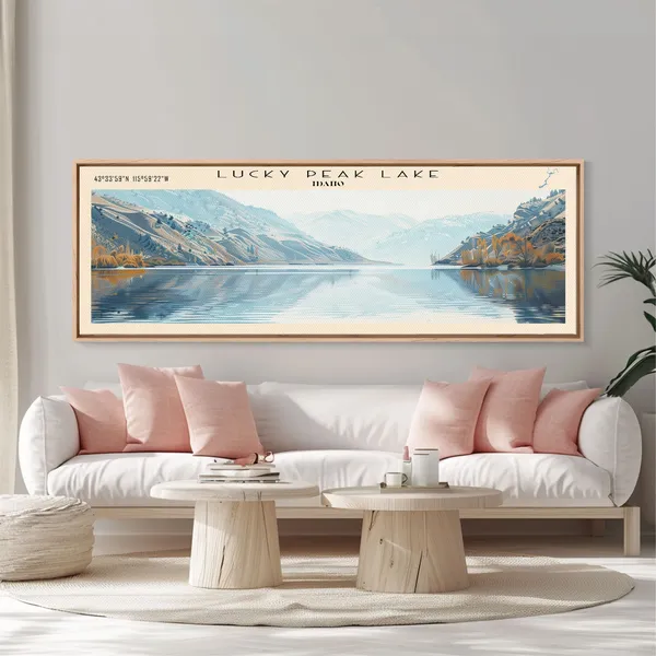 Lucky Peak Lake Idaho Travel Poster, Lake House Decor