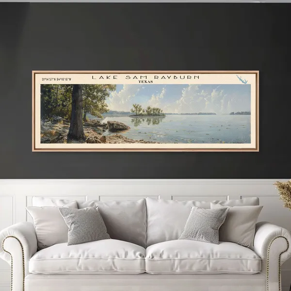 Lake Sam Rayburn Boho Travel Poster, Lake House Decor