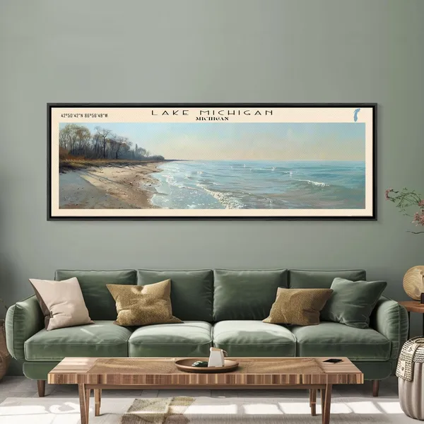 Lake Michigan Travel Poster, Lake House Decor