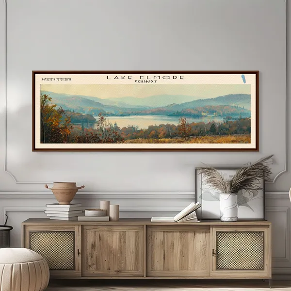Lake Elmore Vermont Travel Poster, Lake Landscape