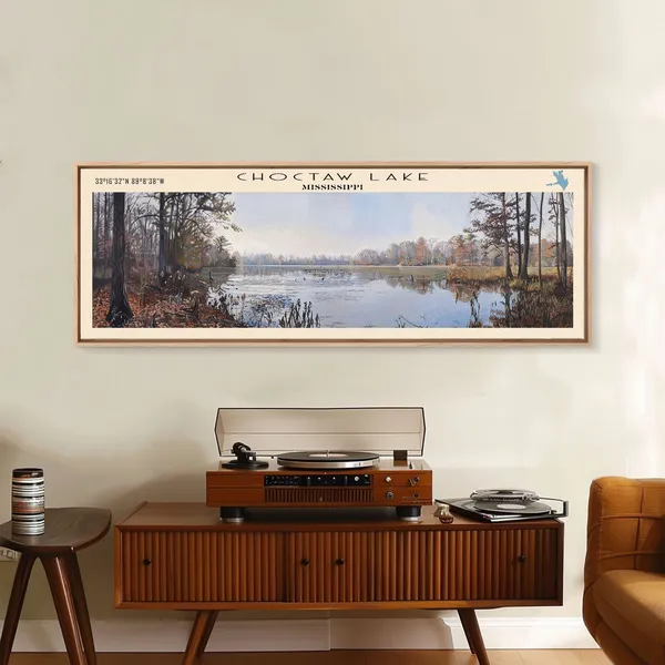 Choctaw Lake Mississippi Travel Poster, Rustic Lake