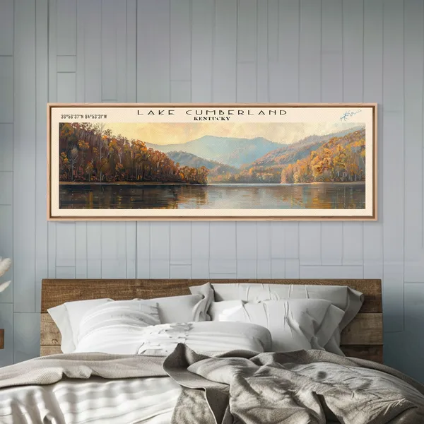 Cumberland Lake Travel Poster, Modern Nature Art