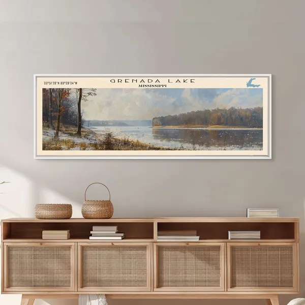 Grenada Lake Mississippi Travel Poster, Lake House Art