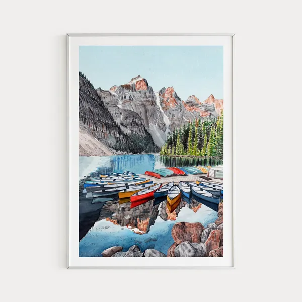 Banff National Park Watercolor Art Print, Canada