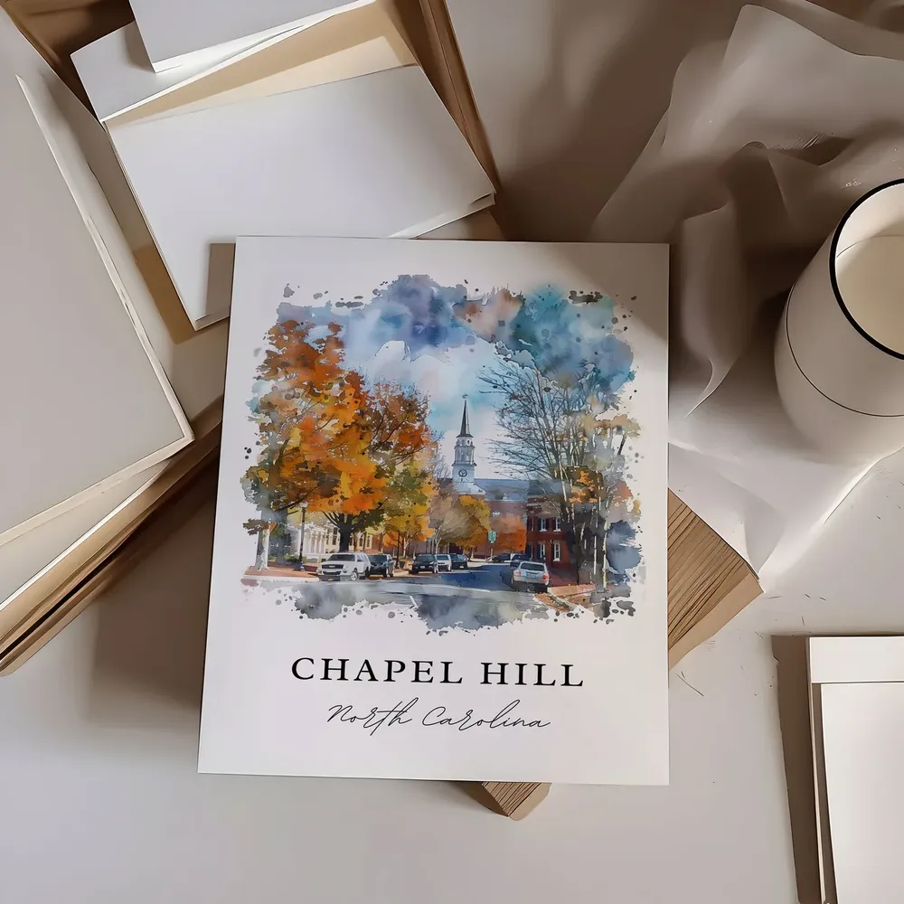 Chapel Hill, NC Watercolor Travel Poster - Image 6