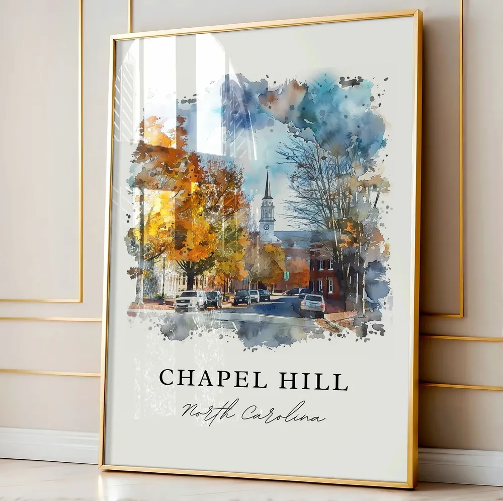 Chapel Hill, NC Watercolor Travel Poster - Image 3