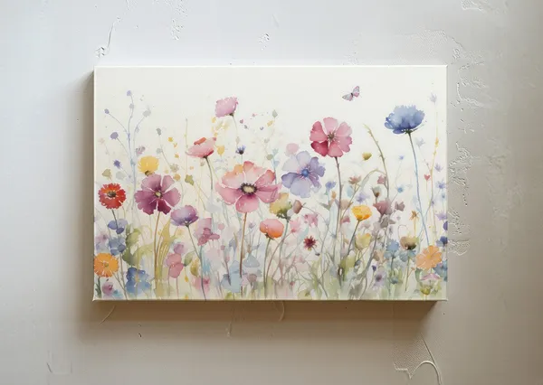 Watercolor Flowers Art Print, Minimalist Floral Decor