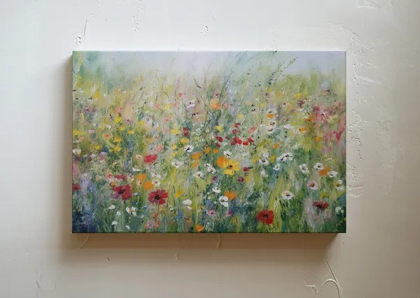 Wildflower Meadow Art Print, Rustic Farmhouse