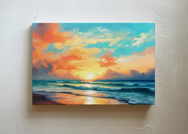 Ocean Sunset Art Print, Coastal Beach Wall Decor