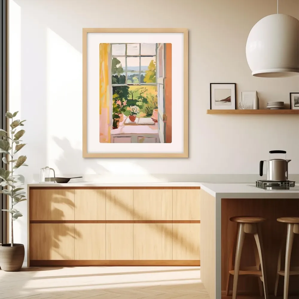 View Through Window Landscape Watercolor Art Print - Image 4