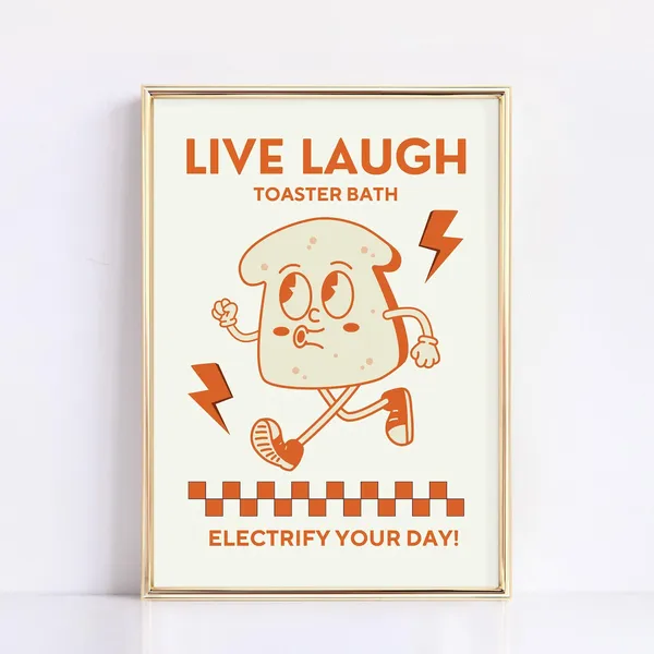 Toaster Bath Retro Mascot Funny Bathroom Poster