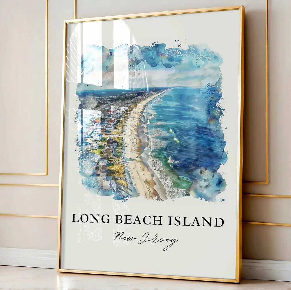 Long Beach Island Watercolor Travel Poster - Image 3