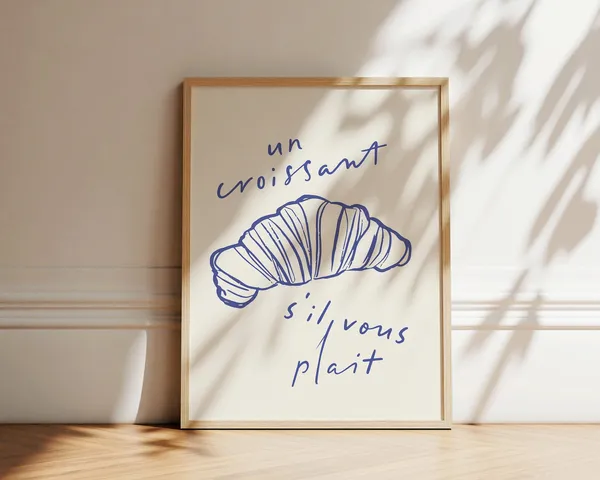 Croissant Poster, French Food Retro Minimalist Art Print