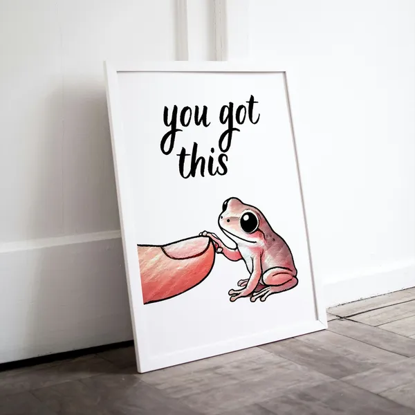 Cute Frog Inspirational Quote Typography Art Print
