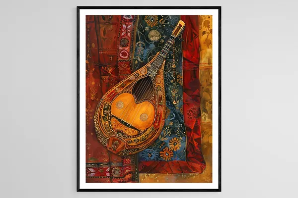 Gleaming Shehnai Painting, Traditional Indian Music Art