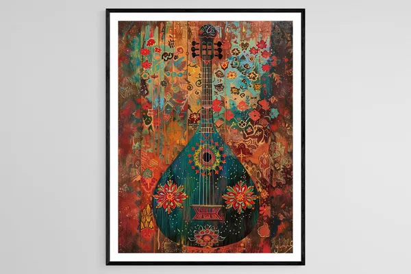 Jaltarang With Decorative Patterns Poster Print