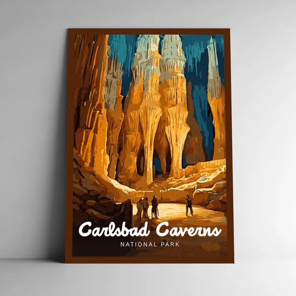 Carlsbad Caverns National Park Vintage Travel Poster, New Mexico