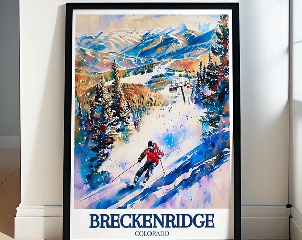 Breckenridge Travel Poster, Colorado Ski Resort Art