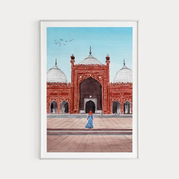 Badshahi Mosque, Lahore Cityscape Travel Poster