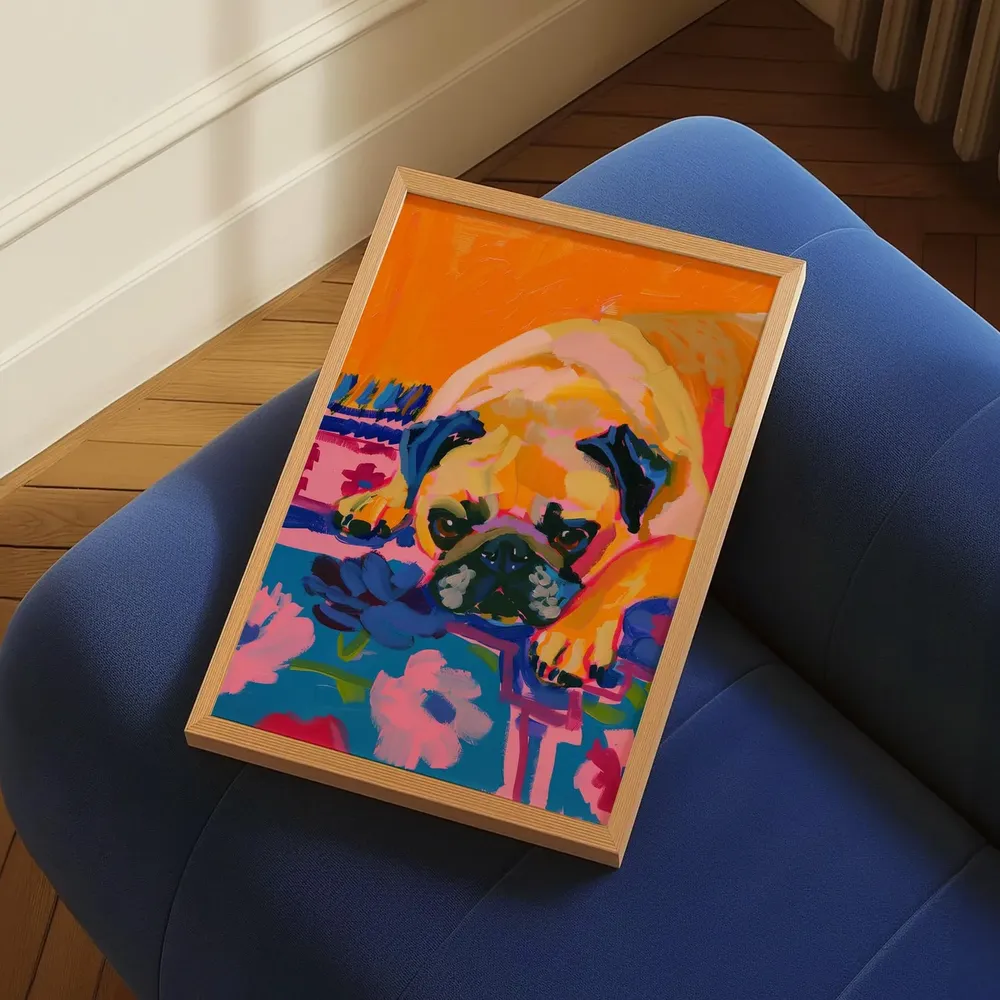 Pug Portrait, Maximalist Colorful Dog Art Print - Image 3