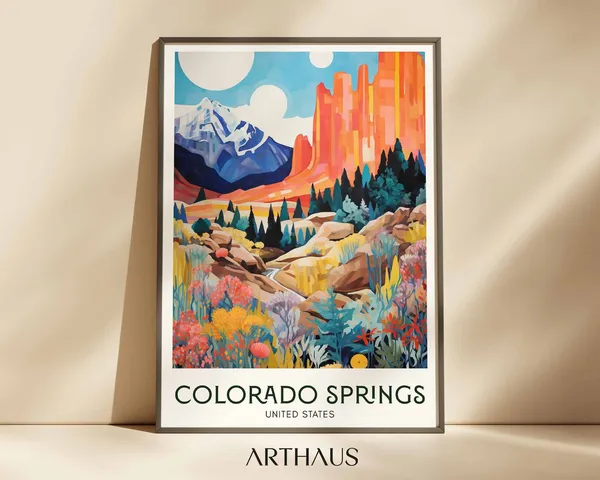 Colorado Springs Retro Travel Poster, Maximalist Print
