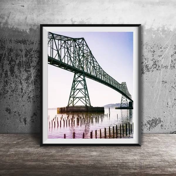 Astoria Bridge Travel Poster, Oregon Suspension Bridge
