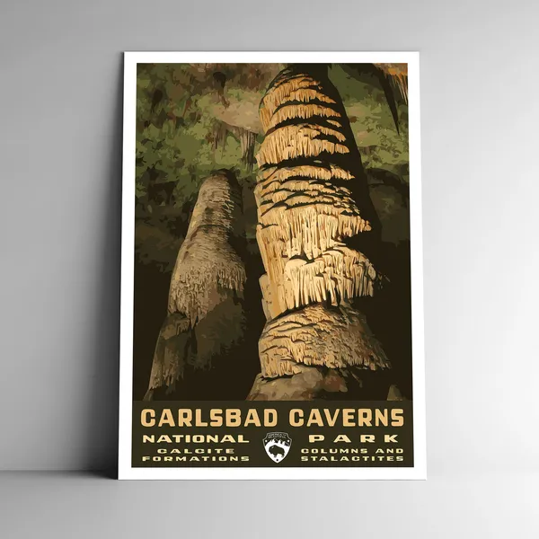 Carlsbad Caverns National Park Vintage Travel Poster