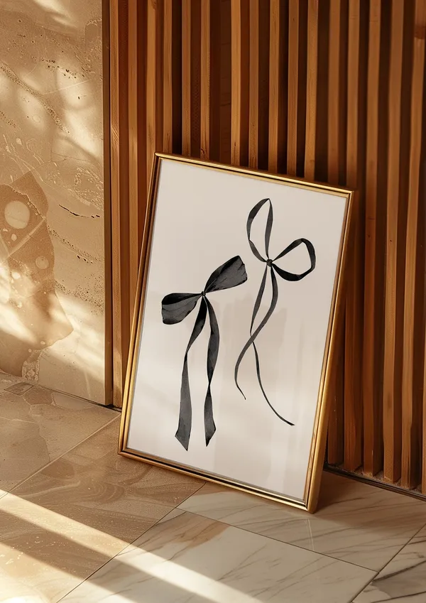 Bow Art Print, Neutral Coquette Dorm Decor