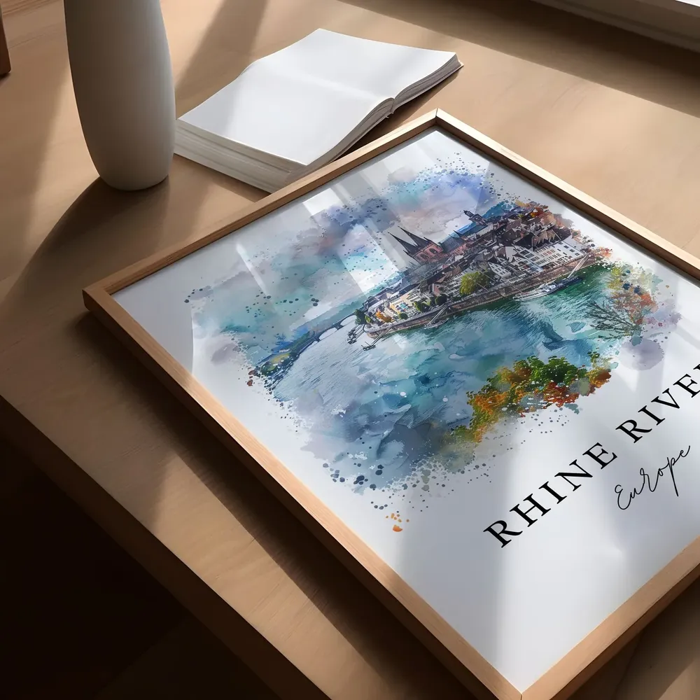 Rhine River Watercolor Europe Travel Poster - Image 5