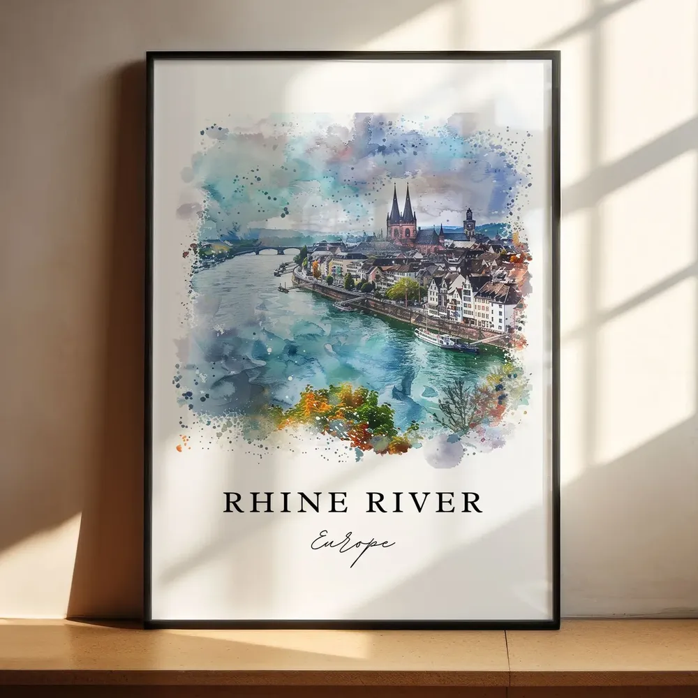 Rhine River Watercolor Europe Travel Poster - Image 4