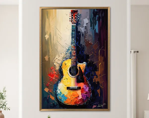 Modern Art Guitar Painting Print for Guitarist Decor