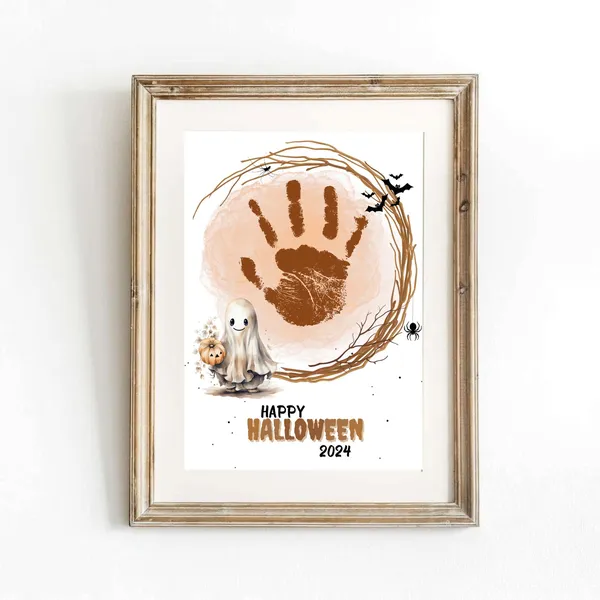 Ghost Halloween Handprint Or Footprint DIY Poster