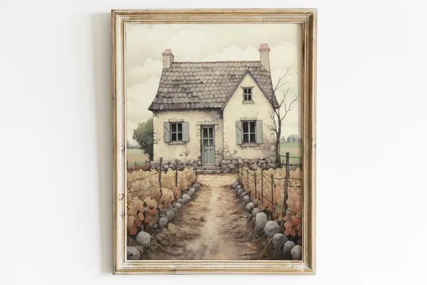 Old Stone House Vintage French Countryside Art Print
