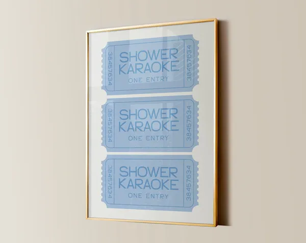 Shower Karaoke Ticket Funny Bathroom Art Print
