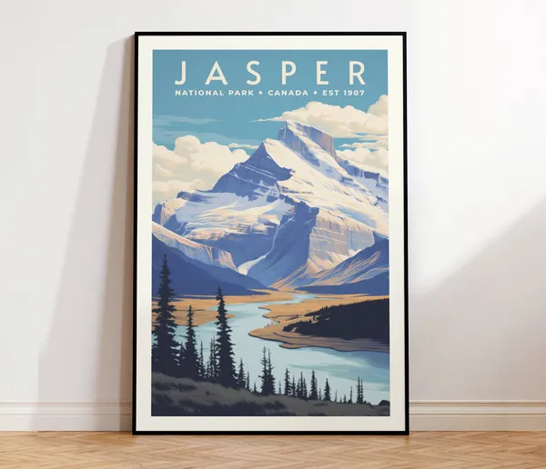 Jasper National Park Vintage Travel Poster, Alberta