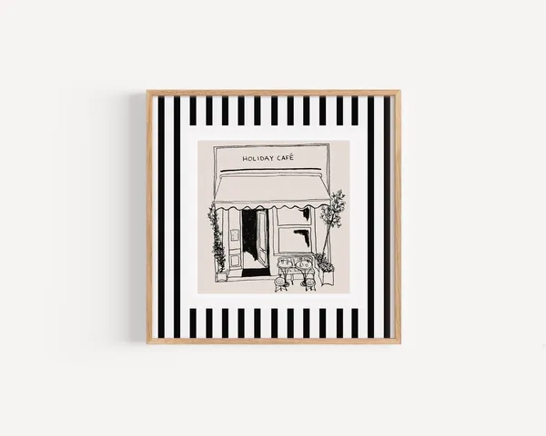 Holiday Cafe Paris French Minimalist Wall Art Print