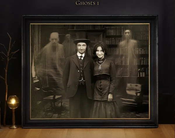 Custom Ghost Couple Portrait, Witchy Halloween Print