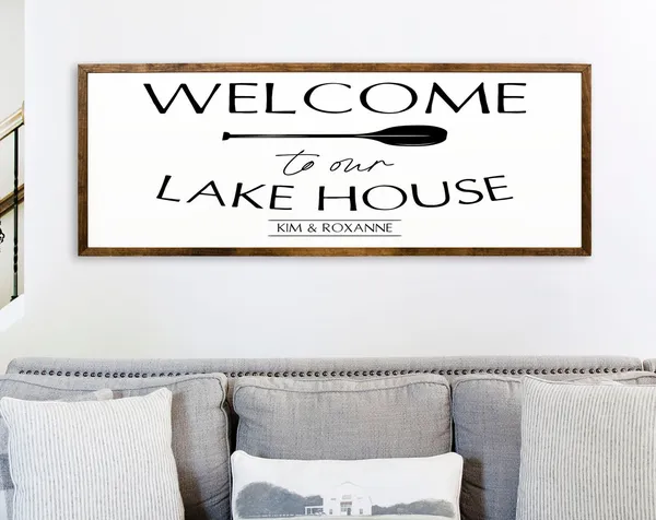Welcome To Our Lake House Personalized Sign Art Print